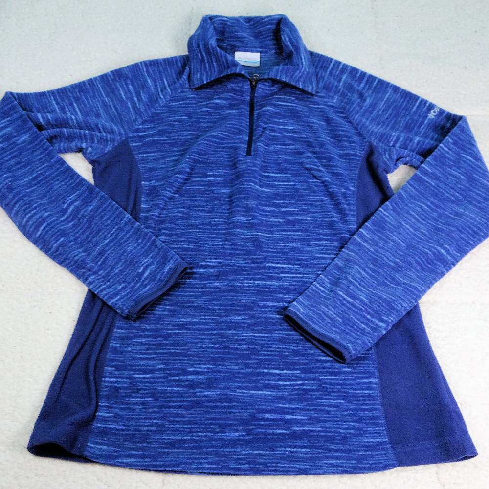 Columbia Qtr Zip Blue L/S Fleece Pullover Medium